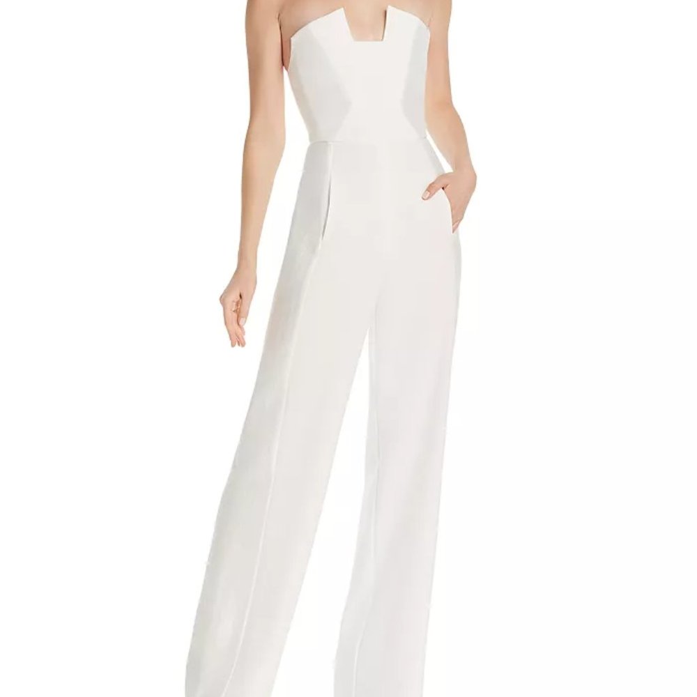 Black Halo Lena Tuxedo Jumpsuit - White